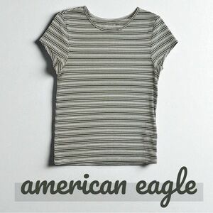 American Eagle Outfitters Olive Striped Tee